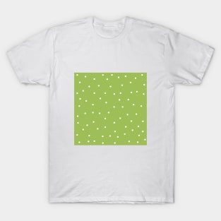 White Polka Dots on Green Background T-Shirt